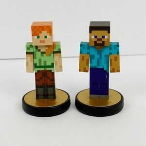 Steve & Alex Super Smash Bros. Minecraft Amiibo Figures Nintendo